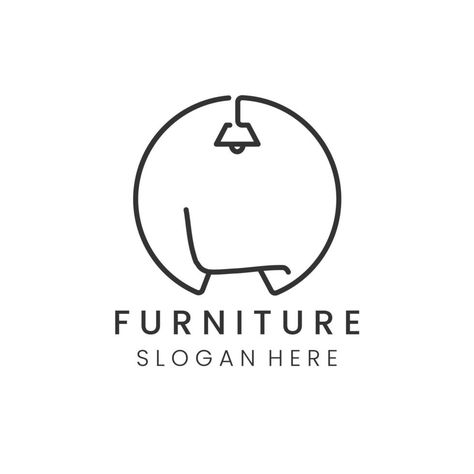 furniture line art minimalist emblem icon logo vector illustration template design. lamp, chair logo Logo For Furniture Company, Logo Design Furniture, Furniture Logo Design Ideas, Sage Furniture, Lamp Logo, Chairs Logo, Line Art Minimalist, Foldable Furniture, Illustration Template