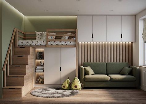 Cool Loft Beds, Twins Bedroom, Very Small Bedroom, Small Kids Bedroom, Small Country Homes, Small Living Space, Loft Bed Plans, Comfortable Sofa Bed, Beds For Small Spaces