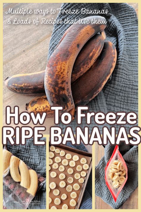 How to Freeze Ripe Bananas - Don't throw away those bananas when they are getting too ripe — toss them in the freezer! How do you freeze ripe bananas? I've got you! Here you will find several ways to freeze ripe bananas, and of course, lots of recipes that use ripe bananas. Banana Kale Smoothie, Ripe Banana Recipe, Banana Cheesecake, Creative Snacks, Banana Breakfast, Vegan Banana Bread, How To Make Smoothies, Overripe Bananas, Banana Dessert