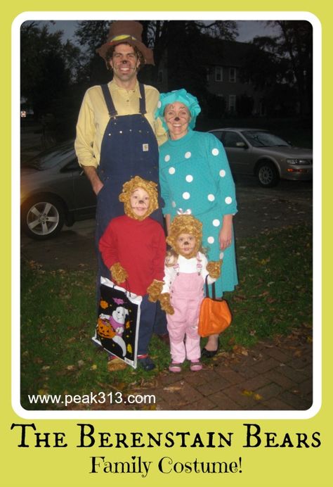 The Berenstein Bears Family DIY Costume | peak313.com Quick Halloween Costumes Last Minute Men, Mom Halloween Costumes, Creative Halloween Costumes Diy, The Berenstain Bears, Mom Costumes, Quick Halloween Costumes, Unicorn Halloween Costume, Halloween Costumes For Work, Easy Diy Costumes