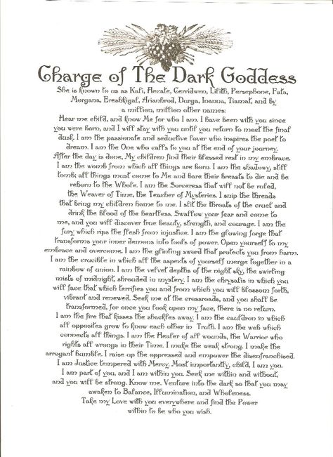 Charge of the dark goddess Cerridwen Goddess, Hecate Goddess, Dark Goddess, Pagan Spirituality, Book Of Shadow, Wicca Witchcraft, Witch Spell, Wiccan Spells, Spells Witchcraft