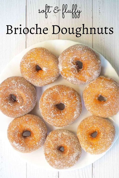 These brioche donuts are the best! They are as soft and fluffy as a donut can get and super easy to make too. Get the recipe here! #briochedonuts #briochedonutsrecipe #briochedoughnuts #briochedoughnutsrecipe #decoratedtreats #yeastdoughnuts Baked Brioche Doughnut Recipe, Baked Brioche Donut, Brioche Donut Recipe Baked, Baked Yeast Donut Recipes, Brioche Doughnut Recipe, Brioche Donut Recipe, Brioche Doughnut, Yeast Donut Recipe, Fluffy Doughnut Recipe