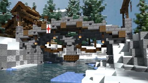 Minecraft Medieval Bridge, Minecraft Sprites, Minecraft Building Designs, Minecraft Idea, Minecraft Gameplay, Minecraft Houses Survival, All Minecraft, Minecraft Castle, Minecraft Medieval