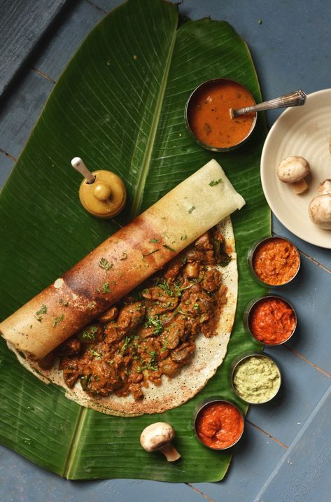 Dosa Food Photography, Dosa Plating Ideas, Indian Food Styling, Kerala Food Photography, South Indian Food Photography, Modern Indian Food, Organic Food Photography, South Indian Food Recipes, Forgotten Recipes