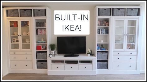 Diy Built In Shelves, Custom Wall Unit, Built In Bookshelves, Ikea Makeover, Ikea Built In, Ikea Billy Bookcase Hack, Ikea Bookcase, Diy Platform Bed, Ikea Bookshelves