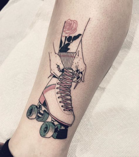 Rollerskate Tattoo, Roller Skate Tattoo, Derby Tattoo, Roller Tattoo, Roller Derby Tattoo, Wilson Tattoo, Skater Tattoos, Skate Tattoo, Andrew Wilson