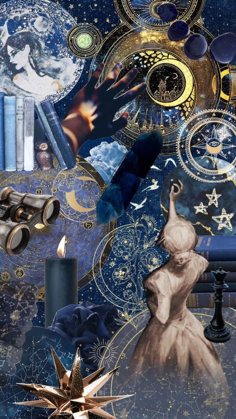 #celestial #aesthetic #ravenclaw #ravenclawaesthetic #blue #books #dreamer Celestial Academia Aesthetic, Celestial Mood Board, Celestial Academia, Cosmic Witchcraft, Adriana Core, Blue Academia Aesthetic, Cosmic Core, Paris Core, Dreamer Aesthetic