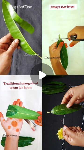 Mango Leaf Toran, Leaf Toran, Mango Leaf, Leaf Decoration, Puja Room, Viral Reels, Leaf Crafts, Flower Garland, Traditional Home