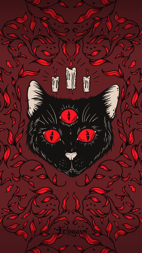 This free wallpaper digital download features a witchy black cat with candles and leaves. Use it to give your phone a spooky makeover! Designed by Ectogasm. Witchy Cat Wallpaper, Spooky Cat Wallpaper, Black Cat Phone Wallpaper, Season Wallpapers, Witchy Black Cat, Spooky Wallpaper, Cat Phone Wallpaper, Witch Wallpaper, Halloween Wallpapers