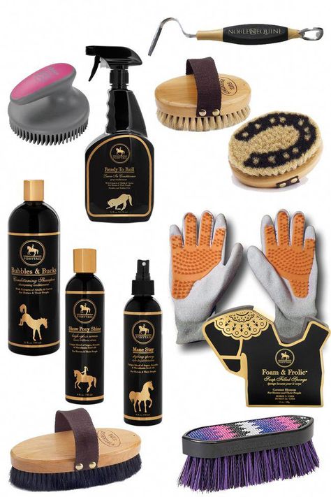 Grooming essentials for a clean horse #horsesupplies Horse Grooming Kit, Horse Care Tips, Rasy Koni, Equestrian Helmet, Horse Equipment, Horse Gear, Horse Grooming, Horse Accessories, Equestrian Boots