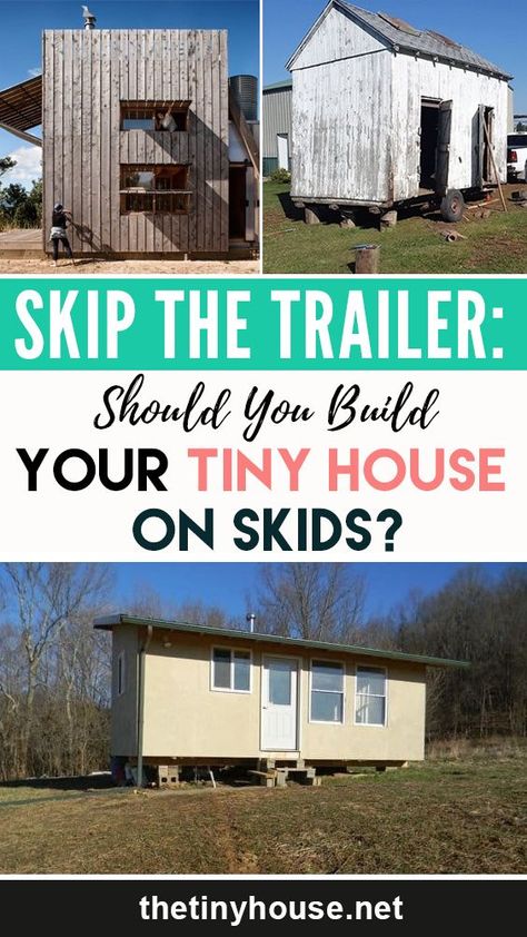 How about building a tiny house on skids? To get details to read the article. Tiny Home On A Budget, Tiny Home Diy, Build Your Own Tiny House, Diy Tiny Home, Portable Homes, House Building Plans, Tiny Home Interior, Tiny House Building, Tiny House Family