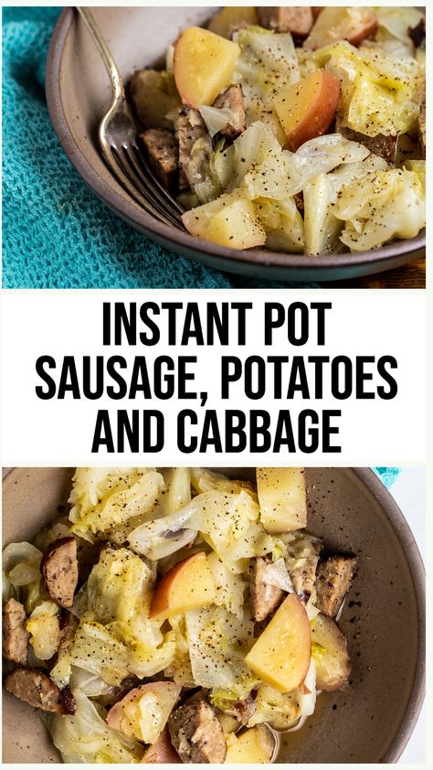 Cabbage Sausage Potatoes Instant Pot, Pressure Cooker Cabbage, Fluffy Potatoes, Cabbage And Smoked Sausage, Instapot Ideas, Kielbasa And Cabbage, Cabbage And Potatoes, Cabbage And Sausage, Homemade Foods