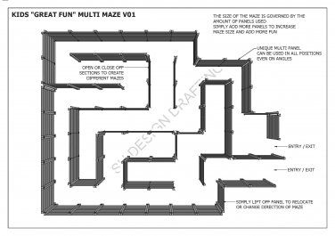 MULTI MAZE V01 - Play And HAVE FUN With Your Children    Fully interchangeable - create any maze by simply relocating any panel in any new direction Maze Layout, Haunted Maze, Halloween Garage, Mirror Maze, Exhibition Plan, Halloween Maze, Museum Exhibition Design, Info Design, Scary Halloween Decorations