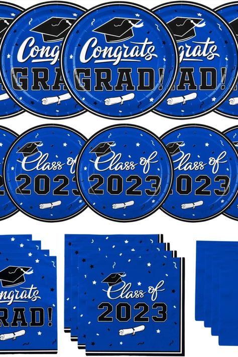 Gatherfun Graduation Party Plates and Napkins 2023 Graduation Party Supplies Blue Disposable Paper Plates Luncheon Napkins Cocktail Napkins for Congrats Grad Party Decorations, Serve 50 Party Plates And Napkins, Grad Party Decorations, 2023 Graduation, Graduation Party Supplies, 2024 Graduation, Congrats Grad, Party Plates, Grad Party, Grad Parties