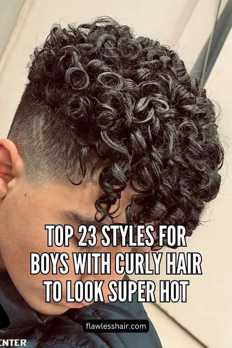 Tapered Curly Pixie Haircut Handsome Guys With Curly Hair, Hairstyles For Boys With Curly Hair, Teen Boy Perm Hairstyle, Teen Boy Curly Hair, Mens Haircut Long On Top Curly, Curly Top Fade, Mixed Boys Haircut Curly Hair, Teen Boy Curly Haircut, Curly Haircuts For Boys