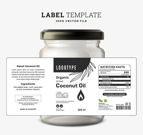 Coconut Oil Label, Label Packaging Design, Product Sticker, Oil Label, Label Packaging, Shortcut Keys, Design Label, Oil Coconut, Cityscape Photos