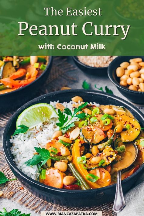 Peanut Coconut Sauce, Coconut Milk Vegetarian Recipes, Vegan Thai Peanut Curry, Vegan Peanut Curry, Peanut Coconut Curry, Coconut Milk Vegan Recipes, Peanut Curry Sauce, Thai Peanut Curry, Thai Vegetable Curry