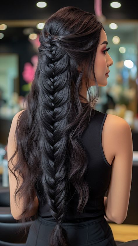 Long Black Braided Hair, Loki Inspired Hairstyles, Long Hairstyles For Straight Hair, Braids On Black Hair, Braid Variations, Rapunzel Braid, Httyd Oc, Curls Without Heat, Saffron Spice