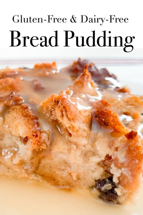 This easy to make bread pudding has a delicious vanilla sauce to pour over the top. This is a delicious comfort food to serve family and friends. It's gluten-free, dairy-free and made with low sugar. Weight Watchers 9 Smart Points #glutenfree #breadpudding #weightwatchers Gluten Free Bread Pudding, Bread Pudding Dessert, Dairy Free Bread, Vanilla Sauce, Lactose Free Diet, Make Bread, Bread Pudding Recipe, Gluten Free Desserts Recipes, Dairy Free Dessert