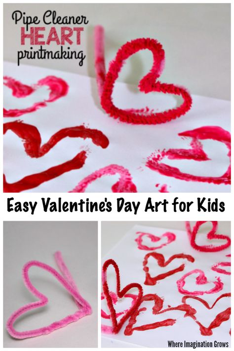 Pipe Cleaner Heart Craft for Valentine's Day - Where Imagination Grows Valentines Toddler Activities, Pipe Cleaner Heart, Preschool Valentines Activities, Preschool Valentine Crafts, Toddler Valentine Crafts, Heart Craft, February Crafts, Easy Valentine Crafts, Valentine's Day Crafts For Kids