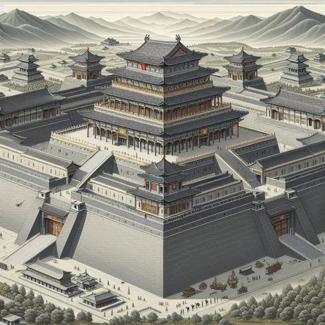 Chinese Palace, Fantasy City Map, Ancient Chinese Architecture, The Forbidden City, China Architecture, Japanese Castle, Asian Architecture, Yangzhou, Layout Architecture