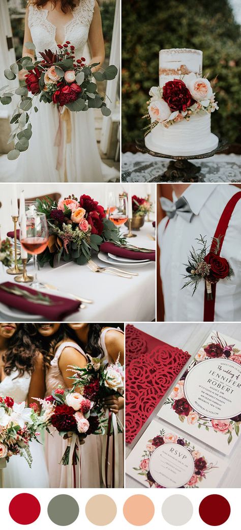 Country Romance, Wedding Color Scheme, Red Wedding Theme, Wedding Decorations On A Budget, Different Shades Of Red, Wedding Colours, Red Color Schemes, Wedding Red, Wedding Palette