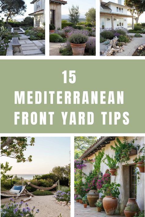 See exactly how to get a Tuscan style front yard with these tips for designing the perfect Mediterranean garden landscape. Mediterranean Front Yard, Mediterranean Backyard, Small Water Features, Front Yard Design, Mediterranean Landscaping, Italian Landscape, Climbing Vines, Mediterranean Garden, Tuscan Style