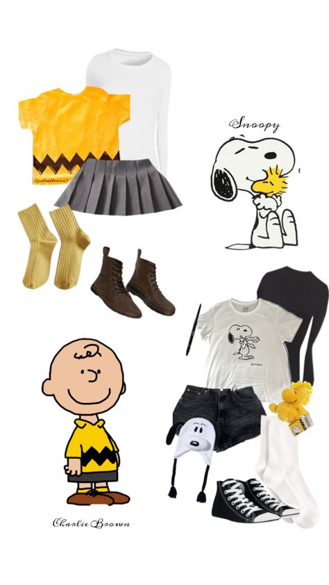 Halloween Costume Ideas Sally Charlie Brown Costume, Snoopy Outfit Ideas, Charlie Brown Characters Costumes, Snoopy Woodstock Costume, Snoopy And Charlie Brown Costume, Snoopy And Woodstock Costume, Snoopy Costume Diy, Snoopy Halloween Costume, Charlie Brown Halloween Costumes