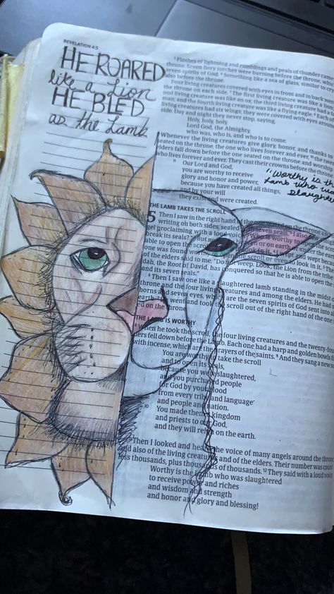 Revelation Bible Art, Lion And The Lamb, Bible Doodles, Revelation 7, Revelation 5, Revelation 4, Revelation Bible, Revelation 2, Bible Doodling