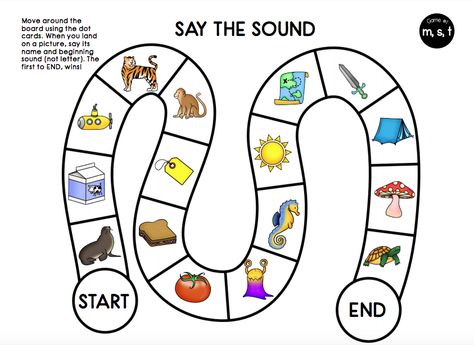 Play this board game with a partner. Roll a dice and move your marker that many spaces. Then stretch the word that is pictured and decide the beginning sound. Board Game Preschool, Phonemic Awareness Games, H Words, Printable Board Games, Letter Games, Reading Unit, Word Board, Sound Words, Reading Games