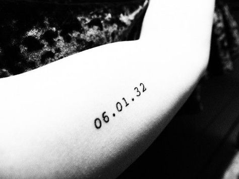 Number Date Tattoo, Birthday Tattoo Ideas Numbers, 1982 Tattoo, Grandpas Birthday, 2006 Tattoo, Typewriter Font Tattoo, Birthdate Tattoo, Anniversary Tattoo, 7 Tattoo