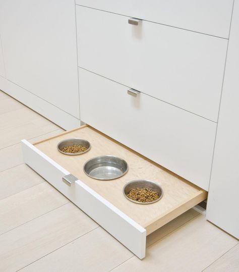 These Pet Food Bowls Are Designed To Be Hidden Away When Not In Use Tribeca Loft, Accessory Storage, Loft Modern, Dog Rooms, Storage Area, Kitchen Pantry, Pet Bowls, Diy Kitchen, 인테리어 디자인