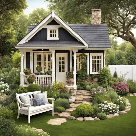 Cottage House Exterior, Bloxburg Exterior, Diy Moss, Cute Cottages, Pretty Cottage, Paint Color Ideas, Small Cottage Homes, Small Cottages, Cottage Exterior