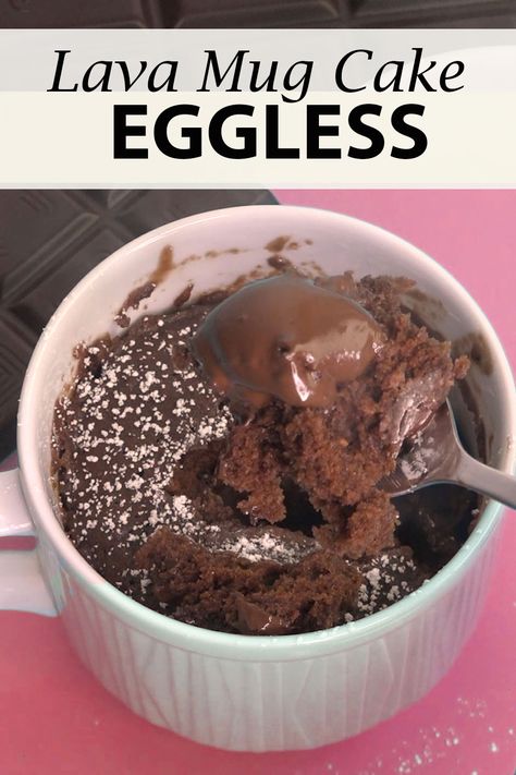 Chocolate Donut Mug Cake, How To Make Mug Cake, How To Make A Mug Cake, Lava Cake Microwave, Microwave Chocolate Lava Cake, Lava Cake In A Mug, Mug Cake Without Egg, Microwave Lava Cake, Chocolate Volcano Cake