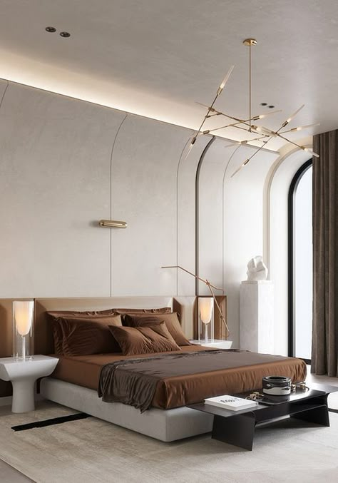 Scandinavian Luxury Interiors For Every Interior Design Lover Modern Luxury Bedroom, Hotel Room Design, Bedroom Bed Design, Bedroom Furniture Design, False Ceiling, Bedroom Designs, Residential Interior, Apartment Interior, Design Living Room