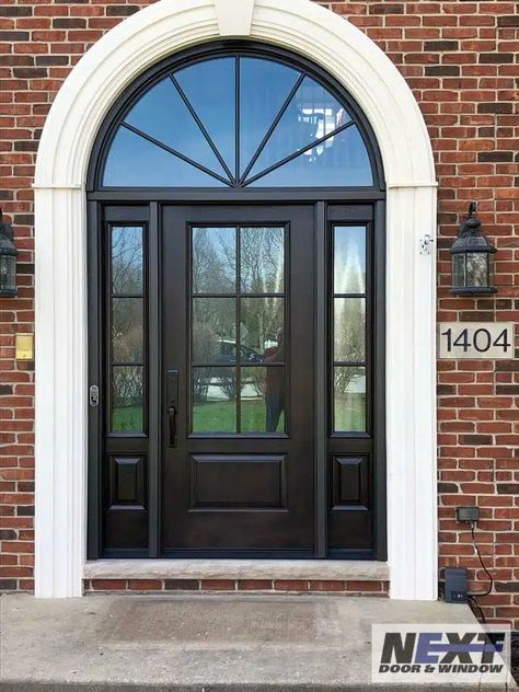 OUR FAVORITE DOOR & WINDOW INSTALLATIONS OF 2022 | Next Door and Window Fromt Doors, Stone Entryway, Arched Front Door, Door With Sidelights, Entry Door With Sidelights, Composite Front Door, Traditional Front Doors, Steel Entry Doors, Window Projects