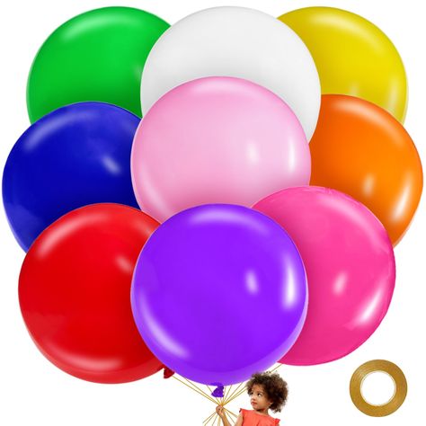 PRICES MAY VARY. [36 inch balloons pack] 9 kinds of colors jumbo balloons ,One balloon of each color, They are 36 inches red white hot pink yellow purple orange blue green pink per latex balloon about 35g. [Premium quality extra large balloons] Our big balloons 36 inch are made of high-quality latex, every balloon weigh about 35 grams, Thicker than ordinary 36-inch balloons,solid and durable non-toxic odorless. [Multi-color and multi-purpose] The assorted balloons in the bag are brightly colored 36 Inch Balloons, Jumbo Balloons, One Balloon, Round Balloons, Large Balloons, Giant Balloons, Big Balloons, Water Balloons, Kinds Of Colors