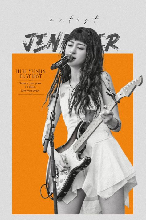 Huh Yunjin Guitar, Huh Yunjin Poster, Yunjin Poster, Huh Jennifer, Poster Guitar, College Poster, Goods Design, Le Sserafim Yunjin, Band Poster