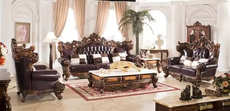 2018 Luxury China Living Room Furniture Leather Sectional Sofa - Buy Living Room Furniture Purple Sofa leather Sofa living Room Sofa Product on Alibaba.com Sofa Kulit, Royal Sofa, Furnitur Ruang Keluarga, Sofa L, Set Sofa, Leather Sofa Set, Buy Sofa, Package Deal, Wooden Sofa