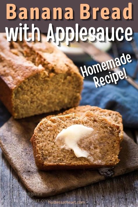 Super Simple Banana Bread Recipe, Nana Bread Recipes, Bread With Applesauce, Low Fat Banana Bread, Recipe Using Applesauce, Banana Bread With Applesauce, Banana Bread Recipe Easy Moist, Baking With Applesauce, Beer Bread Easy