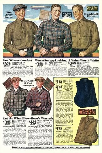 size: 18x12in Art Print: Twenties Clothes Catalog : Fine Art 1930s Mens Fashion, 1940s Mens Fashion, American Vintage Clothing, Norfolk Jacket, 1930s Men, Vintage Catalog, Military Style Boots, Vintage Menswear, 1950s Mens