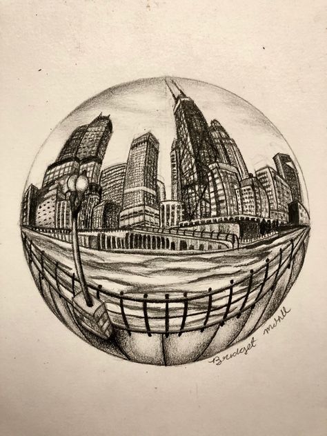 Chicago Sketch Drawings, Chicago Skyline Drawing, Chicago Drawing, Drawing Pencil Art, Favorite Tattoos, City Sketch, Urban Sketch, Chicago Art, Sketch Pencil