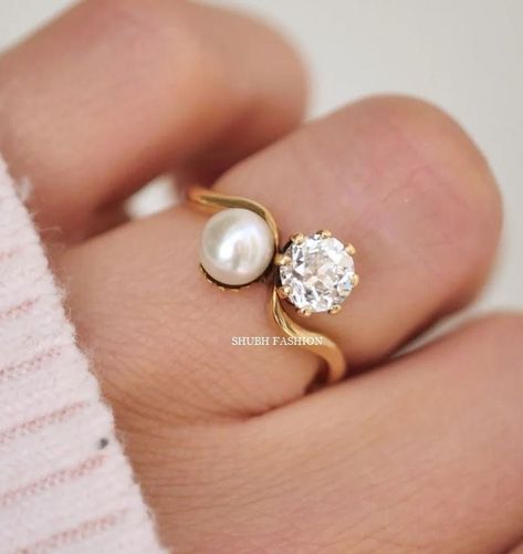 Vintage Estate Diamond and Pearl Engagement Ring, Women Yellow Gold Art Deco Pearl Wedding Ring, Unique Promise Ring, Pearl With Diamond Ring, Mothers Gift Ring, Hand Made Diamond Pearl Ring The High Quality Simulated Diamond is Sparkle and Brilliant. ✦ CENTER STONE DETAIL ✦ ✧ Stone Type : Simulated Diamond ✧ Stone Shape : Round ✧ Stone Size : 6 MM ✧ Stone Color : D (White High brilliant) ✧ Stone Clarity: VVS ✧ Luster: Excellent ✧ Make: High-Quality Craftsmanship ✦ SIDE STONE DETAIL ✦ ✧ Type : P Diamond Engagement Ring With Pearl Accents, Peal And Diamond Ring, Antique Engagement Rings Vintage 1920s Pearl, Diamond And Pearl Engagement Ring Vintage, Unique Pearl Rings, Pearl And Diamond Ring Engagement, Pearl Diamond Engagement Ring, Pearl Diamond Ring Engagement, Engagement Ring With Pearls