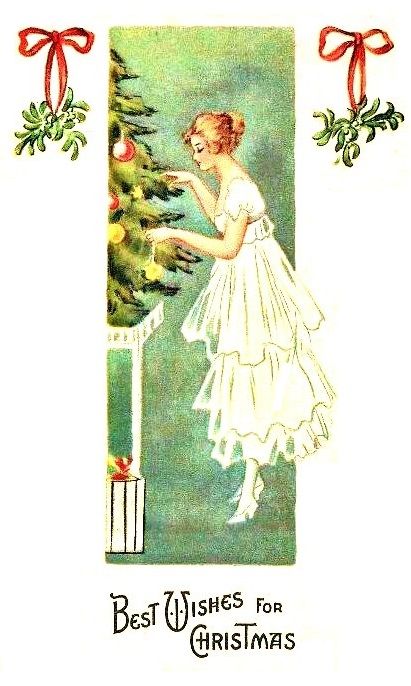 Art deco woman at Christmas Wishes For Christmas, Vintage Holiday Cards, Christmas Ephemera, Vintage Christmas Images, Christmas Postcards, Vintage Xmas, Christmas Illustrations, Christmas Graphics, Old Christmas