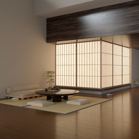 Isolation Rooms on Behance Isolation Room, Zen Style Interior, Japanese Living Room, Japan Interior, Japandi Living Room, Japandi Living, Japanese Room, Japanese Home Decor, Japanese Interior Design