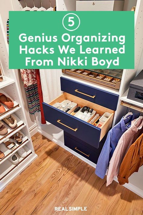 Beautifully Organized Nikki Boyd, Nikki Boyd At Home Tips, At Home With Nikki, Organizing Inspiration, Ocd Organization, Bedroom Closets, Declutter Closet, Organizing Hacks, Repair Clothes