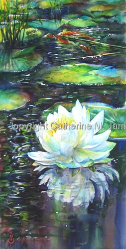 Oil Painting Modern Art, Bild Gold, Modern Art Oil, Water Lilies Art, Art And Painting, Water Lilies Painting, Oil Painting Modern, Pond Painting, Lotus Painting