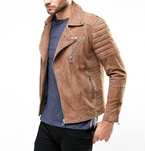 World Of Leather Genuine Lambskin Suede Leather Jacket Biker Light Brown Moto at Amazon Men’s Clothing store: Leather Jacket Biker, Designer Leather Jackets, Lambskin Jacket, Suede Leather Jacket, Women Hats Fashion, Leather Jacket Style, Lambskin Leather Jacket, Men's Leather Jacket, Dolman Sleeve Tops