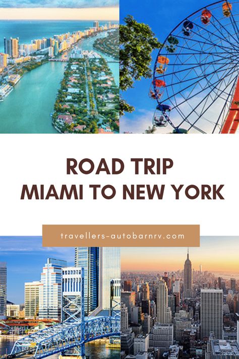 If an epic road trip from Miami to New York is on your bucket list, what are you waiting for? Just plan the thing already!  The most direct route from Miami Florida to New York is more than 20 hours of straight driving down the East coast—so we highly recommend you deviate a little from the main roads (and give your legs a good shake!) to stop off at a few of these hot spots en route. Washington Dc To New York Road Trip, East Coast Usa Road Trip, New York To Florida Road Trip, Route 1 Road Trip East Coast, New York Road Trip, North East Road Trip U.s. States, Florida Road Trip, Wright Family, America Trip