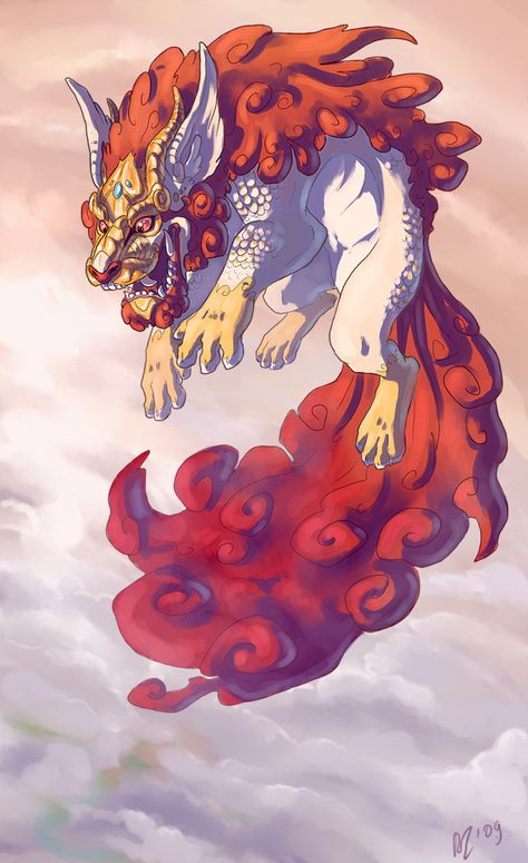 Art Mythical Creatures, Chinese Folklore, Dragon Poses, Magic Creatures, Chinese Picture, Pokemon Breeds, Cultural Artifact, Beast Creature, Lion King Art